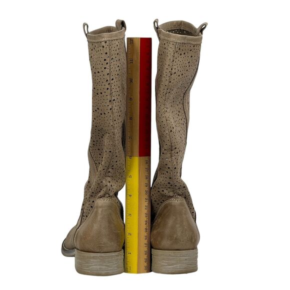 Eccellenza Donna Women's Slouchy Boot Perforated Brown Biker Leather Sz 36 Italy - Picture 5 of 9